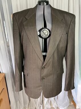 blazer 1980s pin striped tan brown